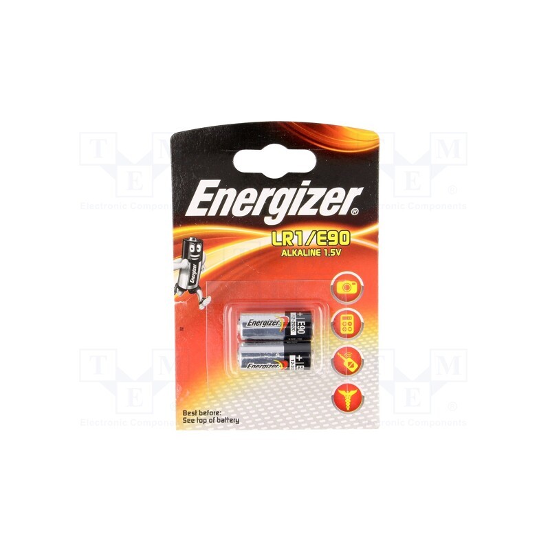 1 set x ENERGIZER - E90 - Battery: alkaline, 1.5V, N,R1, non-rechargeable, Ø12x30.2mm, 2pcs.