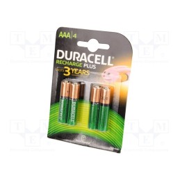 1 set x DURACELL - 5000394045019 - Re-battery: Ni-MH, AAA,R3, 1.2V, 750mAh, blister, 4pcs.