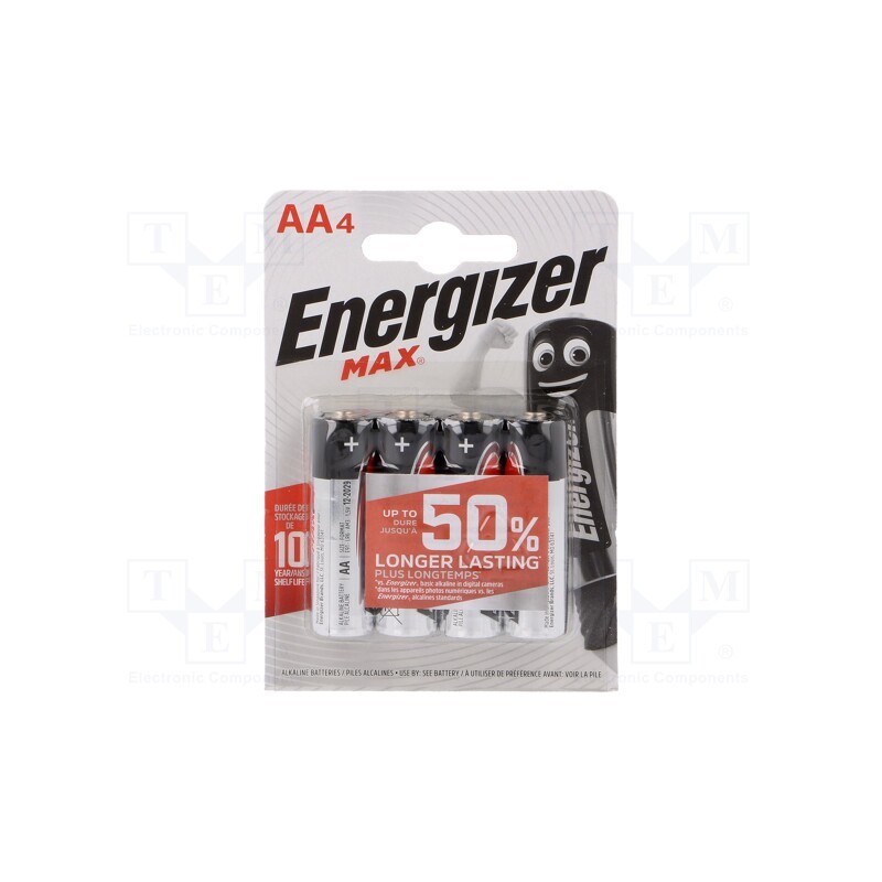 1 set x ENERGIZER - 7638900437645 - Battery: alkaline, 1.5V, AA, non-rechargeable, 4pcs, MAX