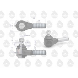 Short left ball joint, threaded, with nut 8