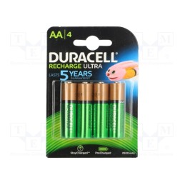 1 set x DURACELL - DURACELL 2500MAH BLISTER B4 - Re-battery: Ni-MH, AA, 1.2V, 2500mAh, blister, 4pcs.