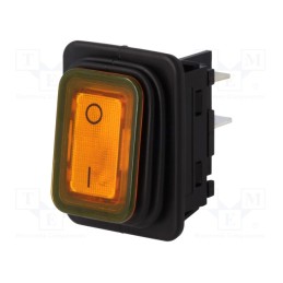 1 pcs x Marquardt - 1935.3114 - ROCKER, DPST, Pos: 2, ON-OFF, 20A/250VAC, yellow, filament lamp