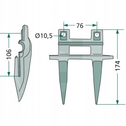 Double bayonet for case ih 3050 6