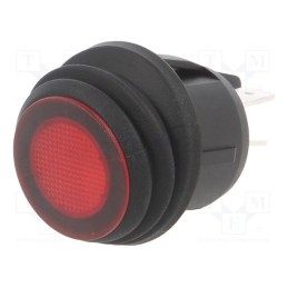 1 pcs x SWITCH COMPONENTS - RA4-2A-DC-2-RL - ROCKER, DPST, Pos: 2, ON-OFF, 20A/14VDC, red, IP65, LED, Body: black