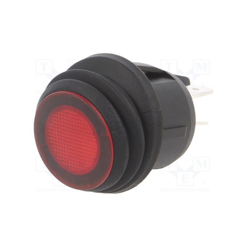 1 pcs x SWITCH COMPONENTS - RA4-2A-DC-2-RL - ROCKER, DPST, Pos: 2, ON-OFF, 20A/14VDC, red, IP65, LED, Body: black