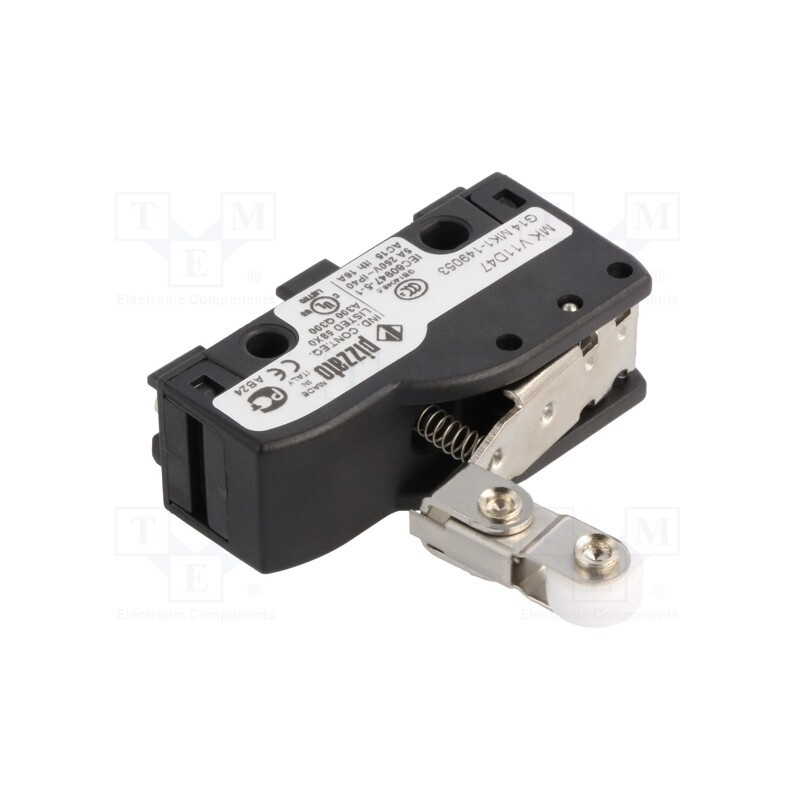 1 pcs x PIZZATO ELETTRICA - MK V11D47 - Microswitch SNAP ACTION, 6A/250VAC, 5A/24VDC, SPDT, ON-(ON), IP40