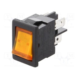 1 pcs x BULGIN - H8553VBBA3 - ROCKER, DPST, Pos: 2, ON-OFF, 10A/250VAC, yellow, neon lamp, 230V