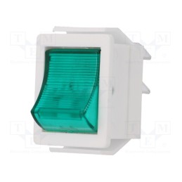 1 pcs x BULGIN - C1553VQGWG3 - ROCKER, DPST, Pos: 2, ON-OFF, 16A/250VAC, green, neon lamp, 250V
