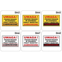 Sticker prohibition to stay within the range of the da44 machine