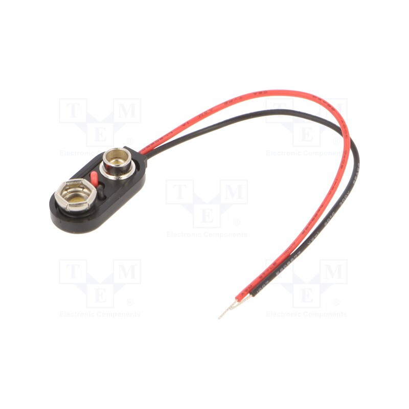 10 pcs x KEYSTONE - 232-M - 6F22 connector, 6F22,6LR61, Batt.no: 1, leads 100mm