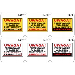 Sticker prohibition to stay within the range of the machine