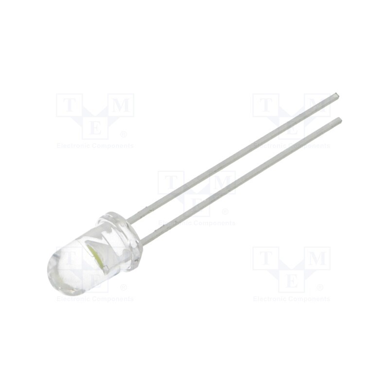 5 pcs x LITEON - LTW-2S3D8 - LED, 5mm, white cold, 13000÷29000mcd, 15°, Front: convex, 2.6÷3.4V