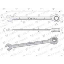 Open-end wrench with ratchet 8 mm teger mot