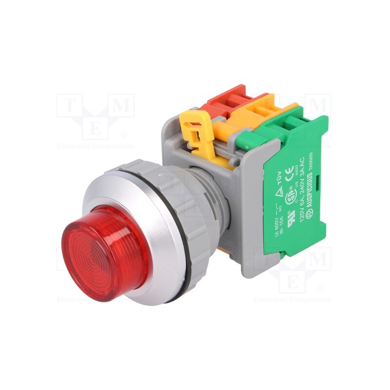 1 pcs x AUSPICIOUS - LXL30-1O/C R, W/O LAMP - Switch: push-button, 30mm, Stabl.pos: 1, NC + NO, red, IP65, LBL30
