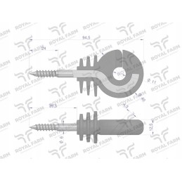 Round insulator with a diameter 6 screw for wood with embedded elements