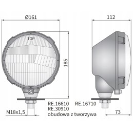 Tractor standing headlight R2 with zetor cable