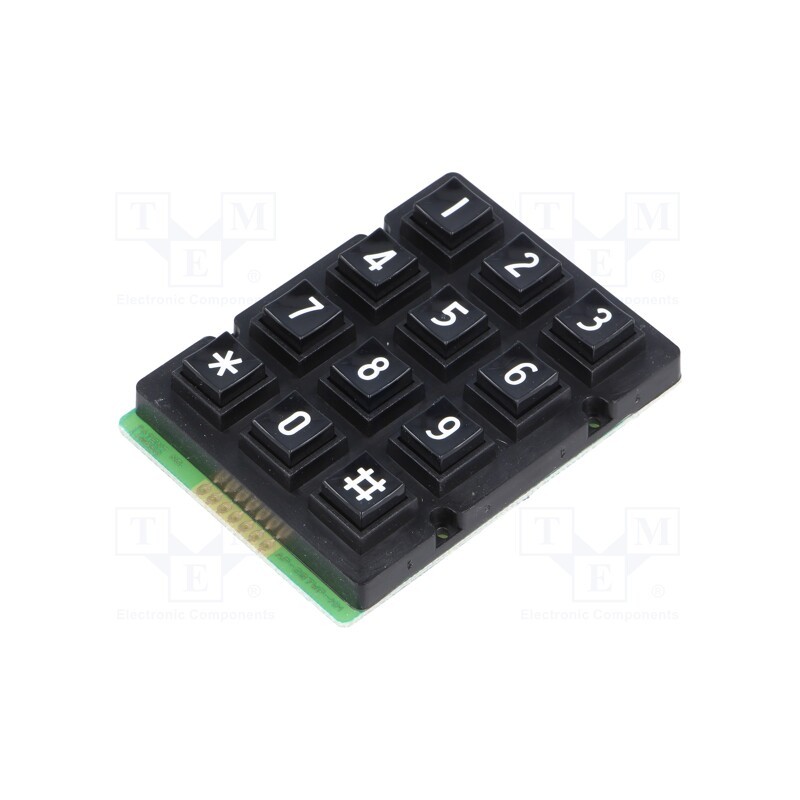 1 pcs x ACCORD - AK-207-N-BBW-WP - Keypad: plastic, No.of butt: 12, none, plastic, 200mΩ, 1.5N, 20mA