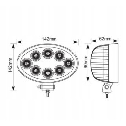 Oval work spotlight 8 LED 24w 1800lm 12v 24v