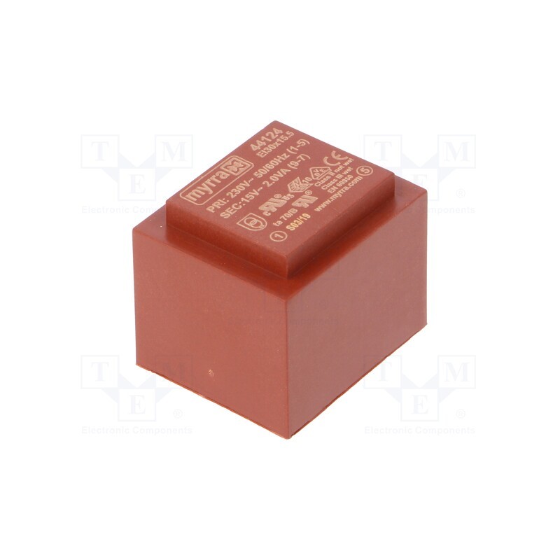 1 pcs x MYRRA - 44124 - Transformer: encapsulated, 2VA, 230VAC, 15V, 133mA, PCB