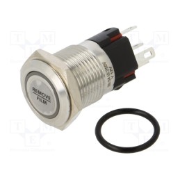 1 pcs x ONPOW - ONPOW6116F-11E/Y/12V/S - Switch: vandal resistant, Pos: 2, SPDT, 0.5A/220VAC, IP40, ON-(OFF)