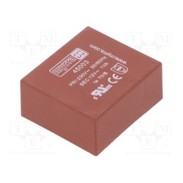 1 pcs x MYRRA - 45003 - Transformer: encapsulated, 1VA, 230VAC, 12V, 83mA, PCB, 34x31x15mm