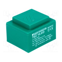1 pcs x BREVE TUFVASSONS - TEZ10/D230/15-15V - Transformer: encapsulated, 10VA, 230VAC, 15V, 15V, 333.3mA, 333.3mA