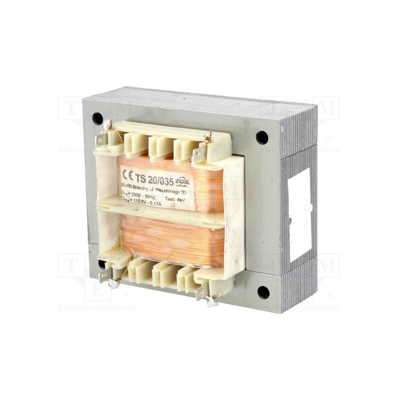 1 pcs x INDEL - TS 20/035 - Transformer: mains, 20VA, 230VAC, 115V, 170mA, Leads: solder lugs