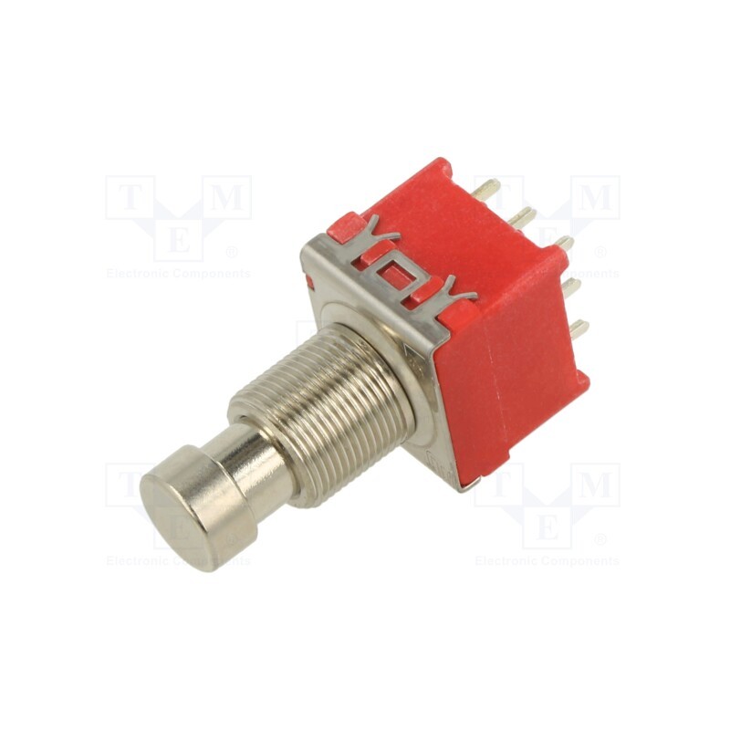 1 pcs x E-SWITCH - FS57003PLT2B2M2QE - Switch: push-button, Pos: 2, 3PDT, 1A/9VDC, ON-ON, Leads: for PCB