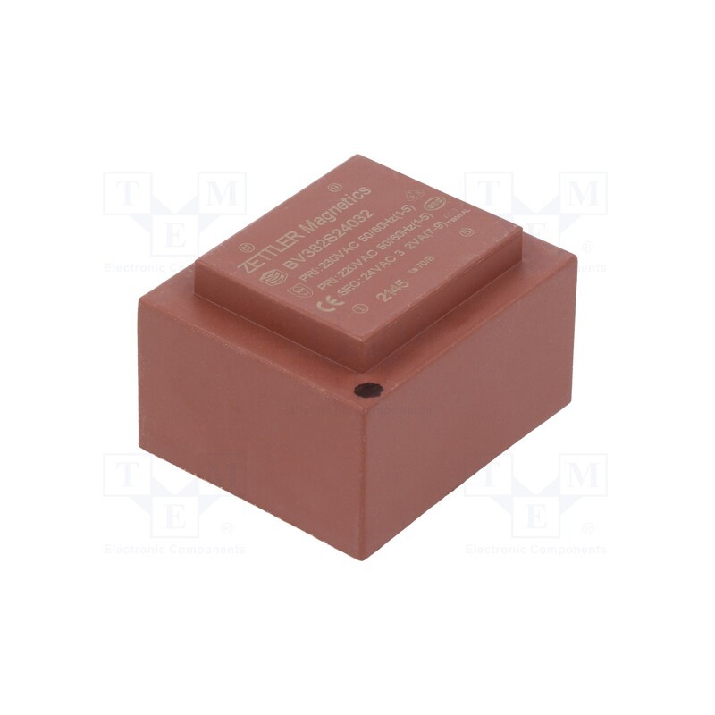 1 pcs x ZETTLER - BV382S24032 - Transformer: encapsulated, 3.2VA, 230VAC, 24V, 133mA, PCB