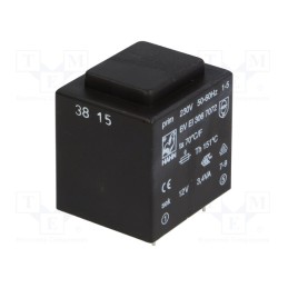 1 pcs x HAHN - BV EI 306 7072 - Transformer: encapsulated, 3.4VA, 230VAC, 12V, 283mA, PCB, BVEI