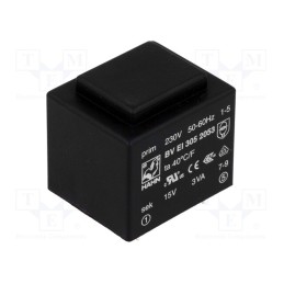 1 pcs x HAHN - BV EI 305 2053 - Transformer: encapsulated, 3VA, 230VAC, 15V, 200mA, PCB, BVEI