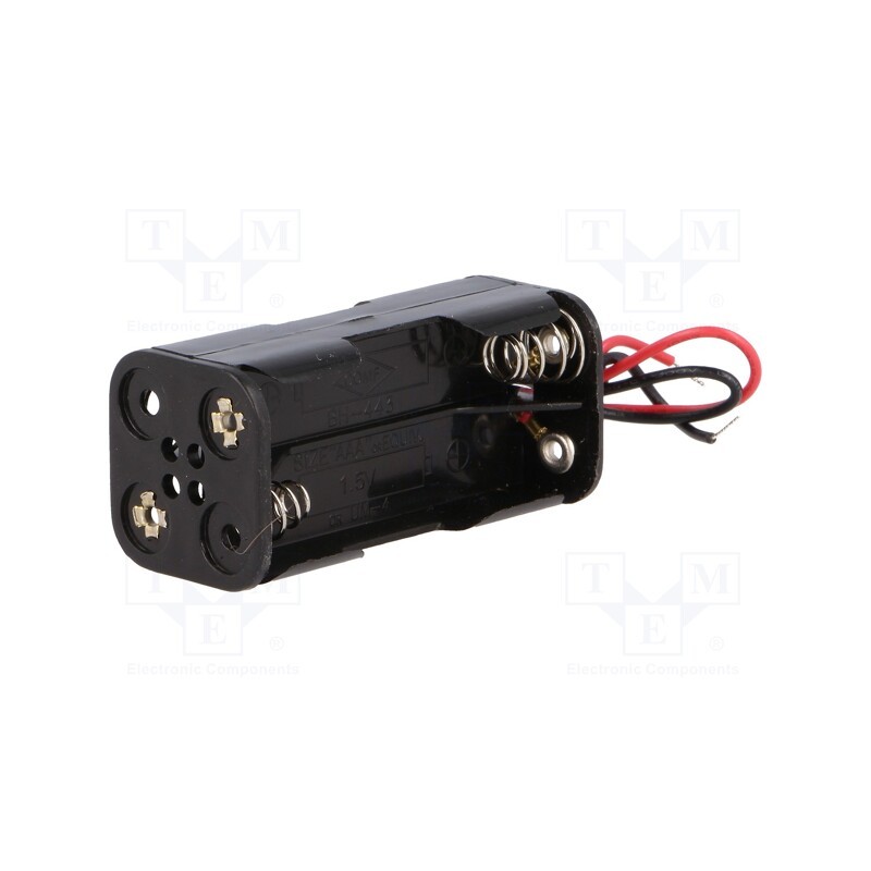 2 pcs x COMF - BH-443A - Holder, AAA,R3, Batt.no: 4, cables, black, 150mm