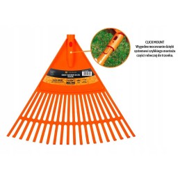 Plastic leaf rake, size L, clic mounting