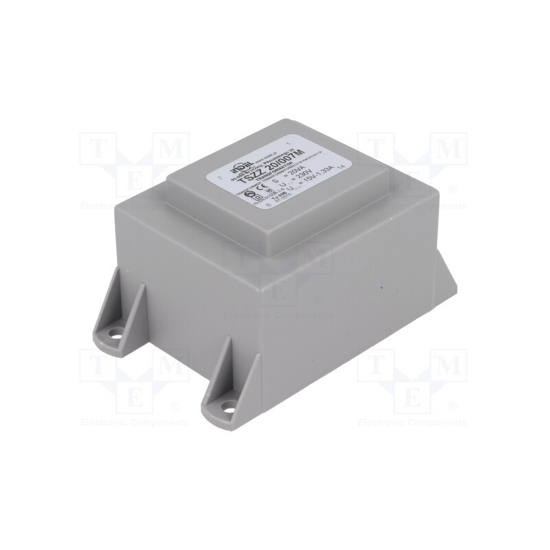 1 pcs x INDEL - TSZZ20/007M - Transformer: encapsulated, 20VA, 230VAC, 15V, 1.33A, PCB, IP00