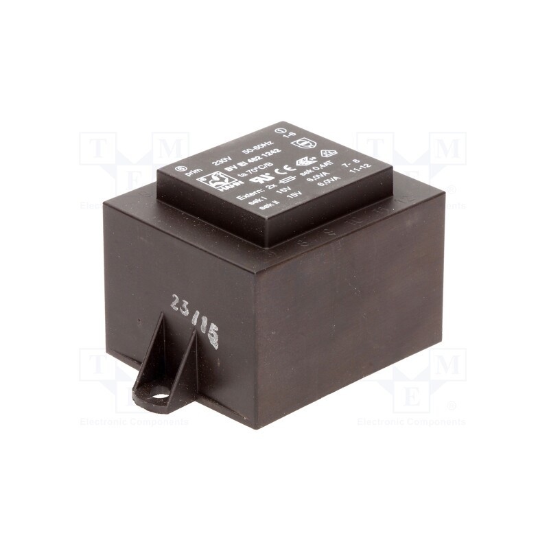 1 pcs x HAHN - BV EI 482 1242 - Transformer: encapsulated, 12VA, 230VAC, 15V, 15V, 400mA, 400mA, PCB