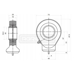 Actuator eye with GK DN30 hydrolider bearing
