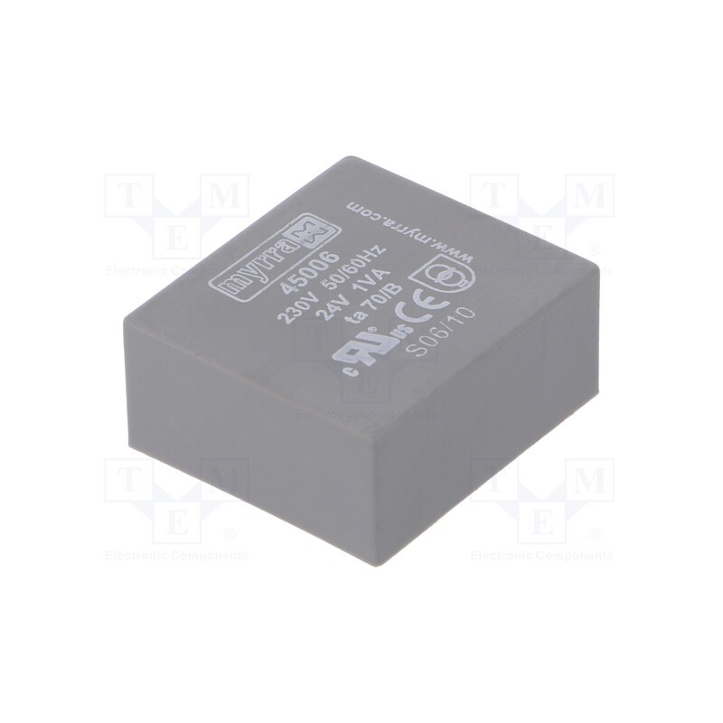 1 pcs x MYRRA - 45006 - Transformer: encapsulated, 1VA, 230VAC, 24V, 42mA, PCB, 34x31x15mm