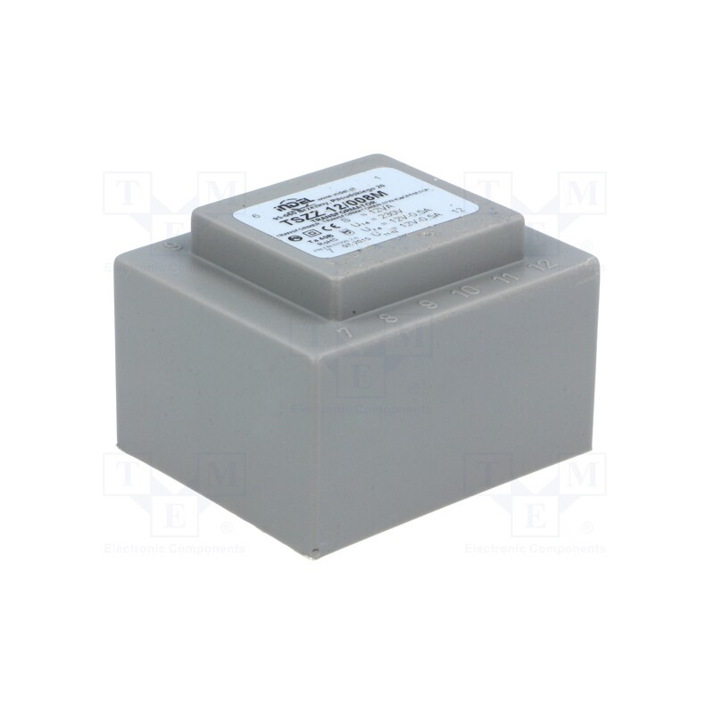 1 pcs x INDEL - TSZZ12/008M - Transformer: encapsulated, 12VA, 230VAC, 12V, 12V, 500mA, 500mA, PCB