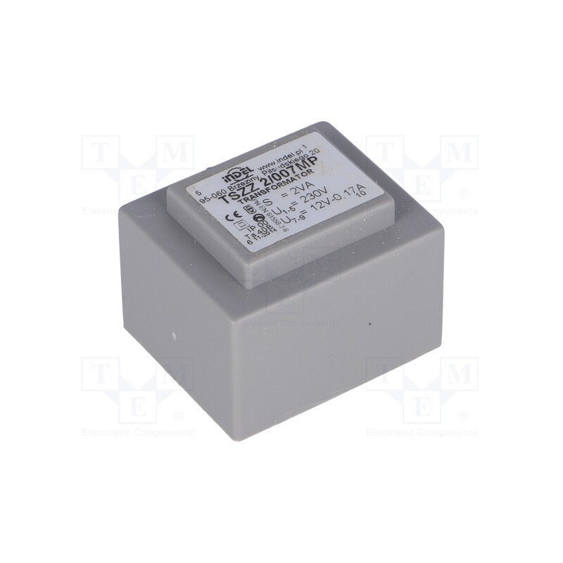 1 pcs x INDEL - TSZZ2/007MP - Transformer: encapsulated, 2VA, 230VAC, 12V, 160mA, PCB, IP00