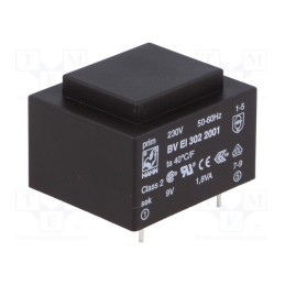 1 pcs x HAHN - BV EI 302 2001 - Transformer: encapsulated, 1.8VA, 230VAC, 9V, 200mA, PCB, BVEI