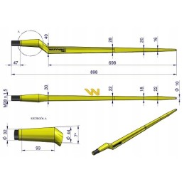 Heavy loader, bent l 880mm, Warynski round