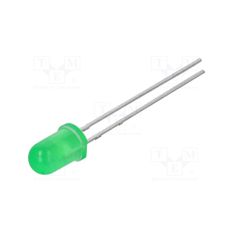 5 pcs x VISHAY - TLHG6420 - LED, 5mm, green, 6.3÷20mcd, 25°, Front: convex, 2.1÷2.4V
