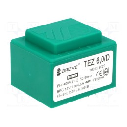 1 pcs x BREVE TUFVASSONS - TEZ6/D400/12V - Transformer: encapsulated, 6VA, 400VAC, 12V, 500mA, PCB, IP00, TEZ