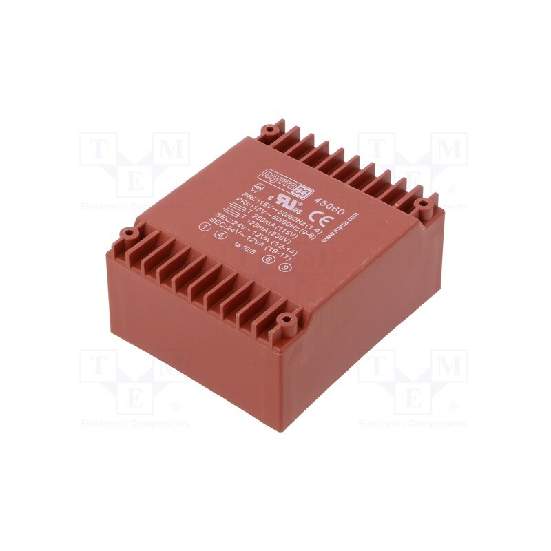1 pcs x MYRRA - 45060 - Transformer: encapsulated, 24VA, 115VAC,230VAC, 24V, 24V, 500mA