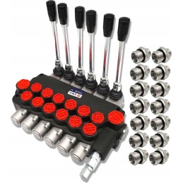 Hydro distributor, monoblock, 6 sections, 80l connections