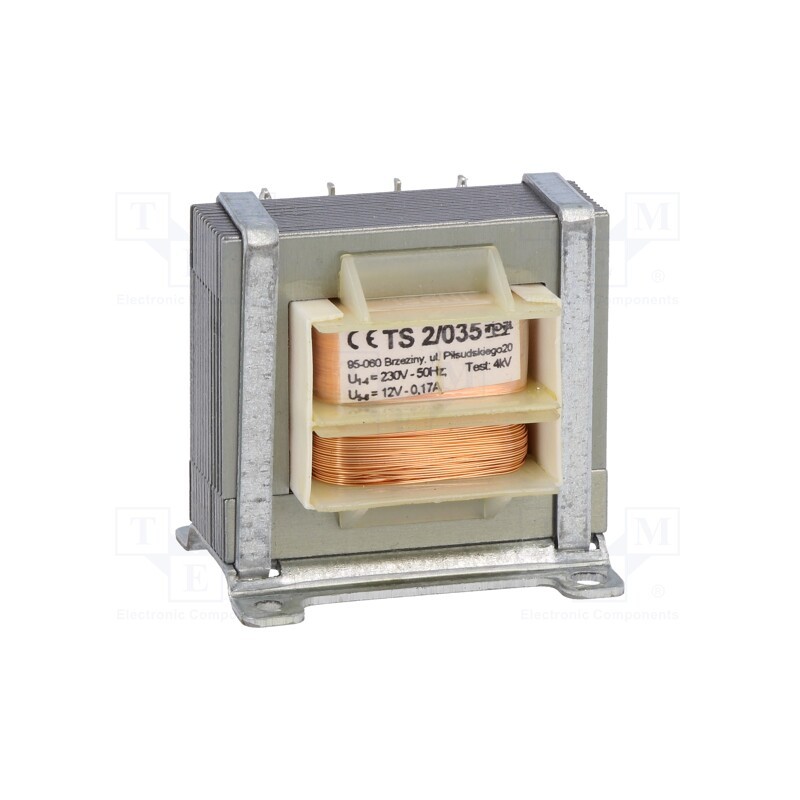 1 pcs x INDEL - TS 2/035 - Transformer: mains, 2VA, 230VAC, 12V, 170mA, Leads: for PCB, IP00