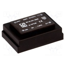 1 pcs x HAHN - BV EI 341 0005 - Transformer: encapsulated, 1.6VA, 230VAC, 9V, 178mA, PCB, BVEI