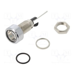 1 pcs x MENTOR - 2672.8061 - Indicator: LED, flat, blue, Ø8mm, for PCB, brass, ØLED: 5mm