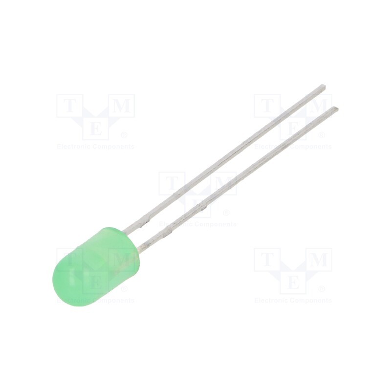 5 pcs x EVERLIGHT - 313-2SYGD/S530-E2 - LED, 5mm, yellow green, 40÷80mcd, 45°, Front: convex, 1.7÷2.4V, 60mW