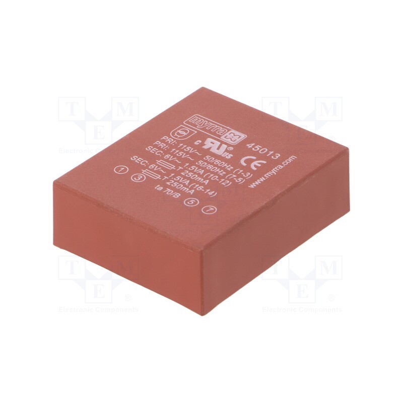1 pcs x MYRRA - 45013 - Transformer: encapsulated, 3VA, 115VAC,230VAC, 6V, 6V, white goods